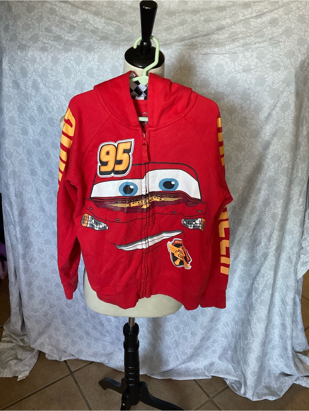 Disney Red Lightning McQueen Zip-Up Hoodie with Yellow Accents